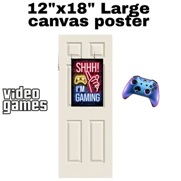 Shhh Im Gaming! LARGE canvas poster.Aprox 12" x 18"